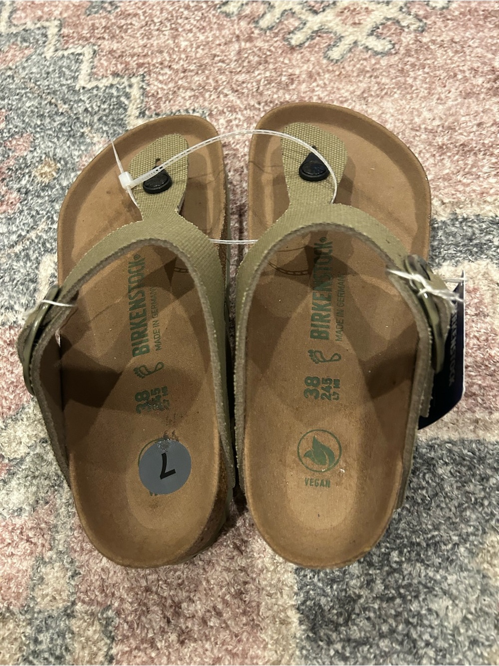 Birkenstock Olive Green Textile Gizeh Thong Sandals - Picture 2 of 4